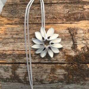 Sterling Silver folded petal circular pendant