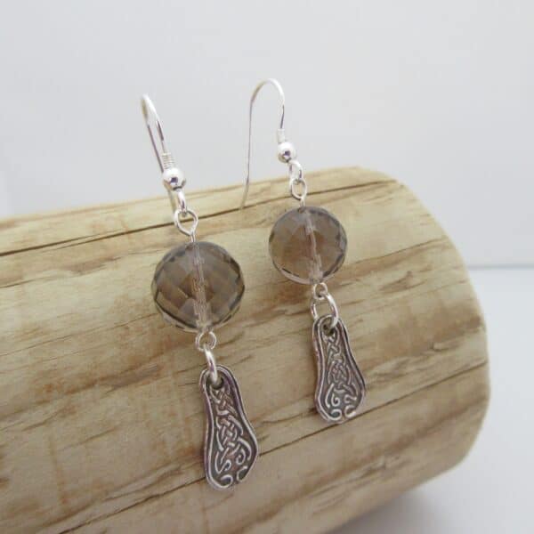 Handcrafted silver earrings with smokey quartz