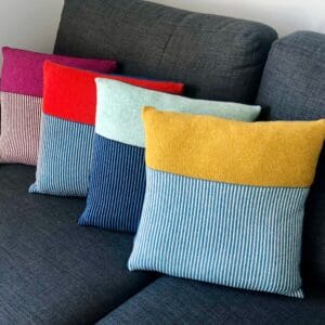 Block Colour Knitted Duck Feather Cushion