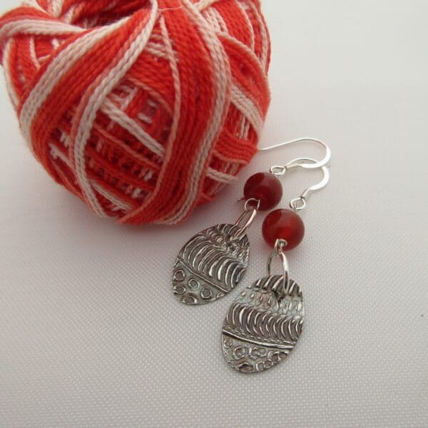 Handcrafted Silver Earrings with Red Quartz by Indigo Berry