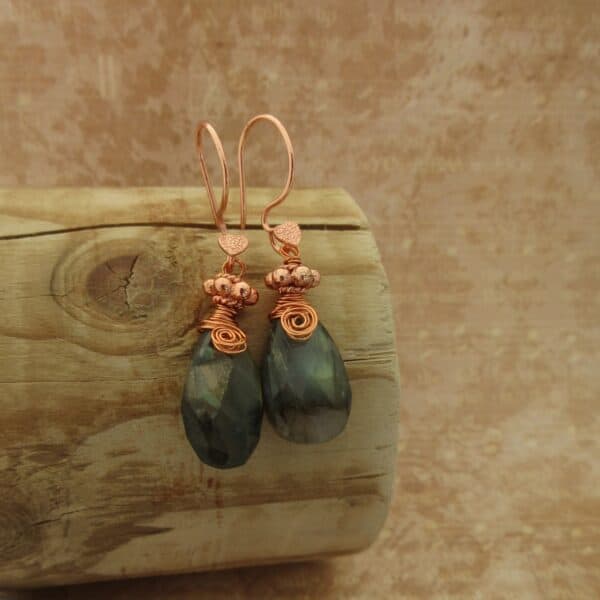 Labradorite Earrings with Rose Gold Plated Ear wires by Indigo Berry