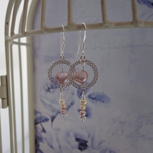 Pearl Earrings with 925 Sterling Silver by Indigo Berry