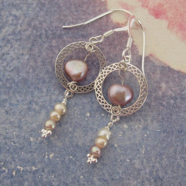 925 Sterling Silver Earrings with Pearls by Indigo Berry