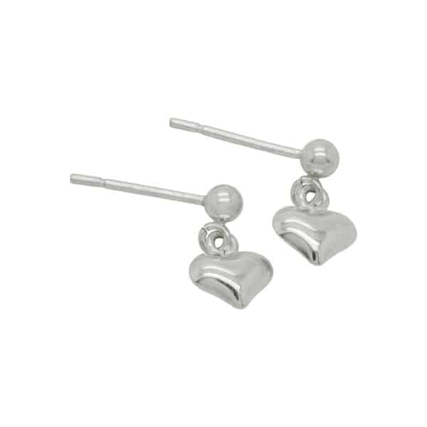 Tiny Sterling Silver Puffy Heart Earrings by AniMac Design