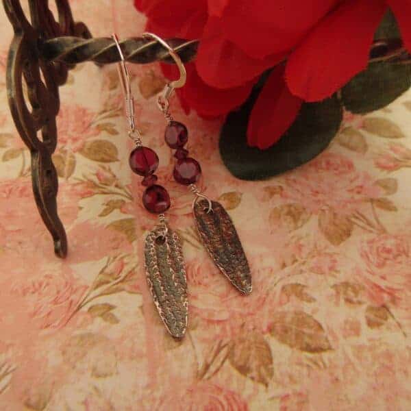 Handcrafted Silver Earrings with Garnet by Indigo Berry