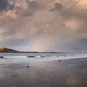 Moody sky and sunset over the Isle of South Uist
