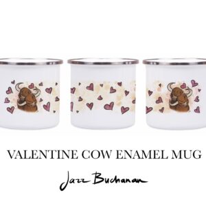 Valentine cow enamel mug
