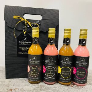Gift set of four rum/amaretto dessert sauces