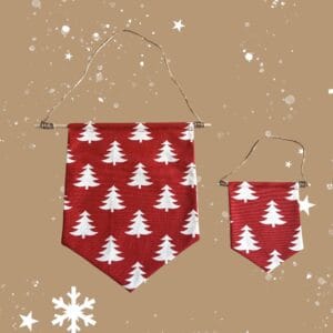 Handmade Christmas Banner - Red and White Trees