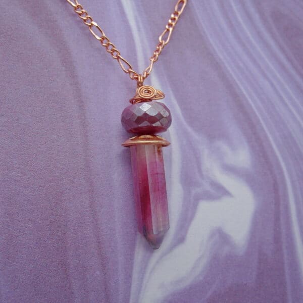 Pink Moonstone Pendant designed and created by Indigo Berry in the Isle of Skye