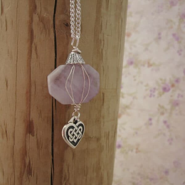 Amethyst Pendant with Celtic Heart Charm
