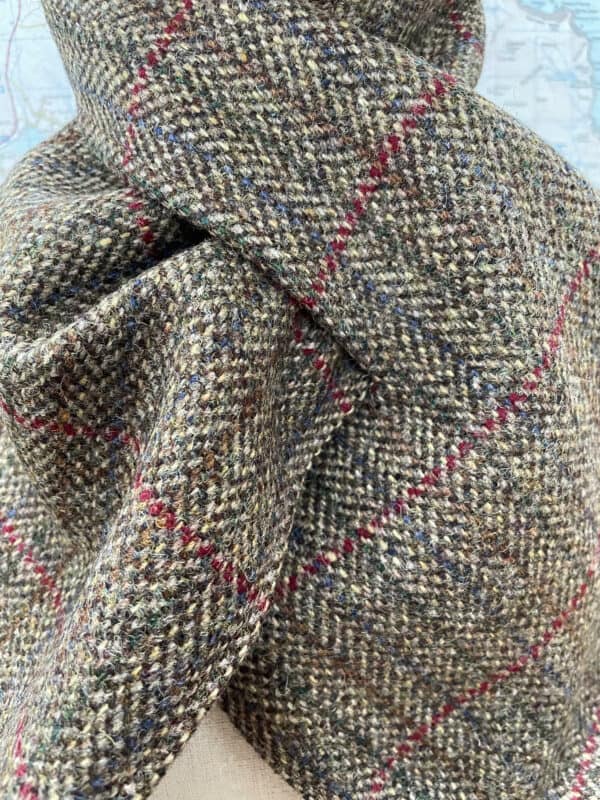 Luxury Shetland tweed wrap through scarf - brown, red, green, blue ...