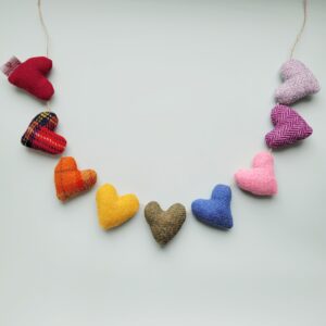 Harris Tweed Rainbow Heart Garland