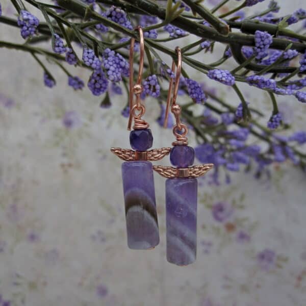 Amethyst Earrings with rose gold plated ear wires