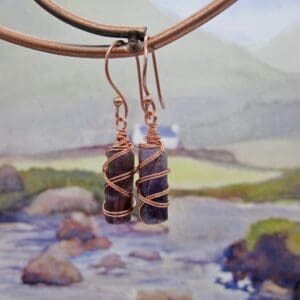 Rose Gold Plated Amethyst Earrings by Indigo Berry