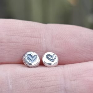 Recycled Silver Pebble Studs - Hearts